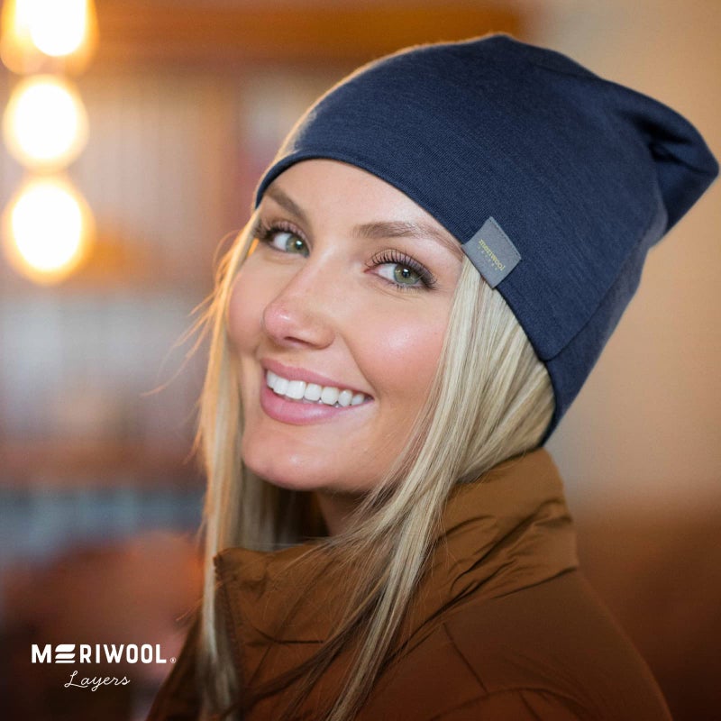 MERIWOOL Unisex Merino Wool Cuff Beanie Winter Hat for Men and Women Khaki - Image 3